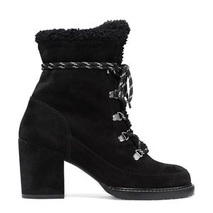Stuart Weitzman Yukon Black Suede Shearling Boots